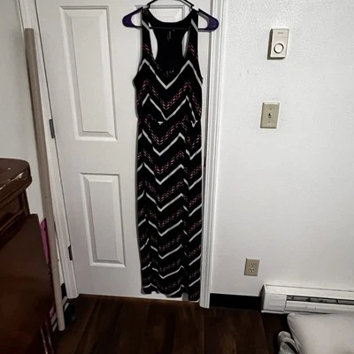Trixxi Maxi Dress Chevron Racerback Multicolor Elastic Waist Sz M Pre-owned - Image 1 of 4