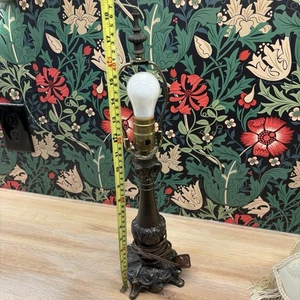 Vintage viktorianische antike Tischlampe bronzefarben mit Zifferblatt 18 Zoll - Bild 1 von 4