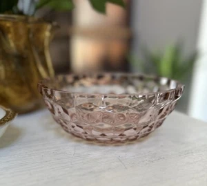 VINTAGE ROSA FOSTORIA AMERIKANISCHE DEPRESSION GLAS WÜRFEL MUSTER SCHALE 6 1/2" DURCHMESSER - Bild 1 von 6