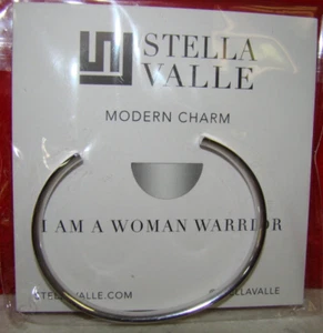 New Stella Valle "I AM A WOMAN WARRIOR" Silver Tone Cuff Bracelet MSRP $39 - Picture 1 of 7