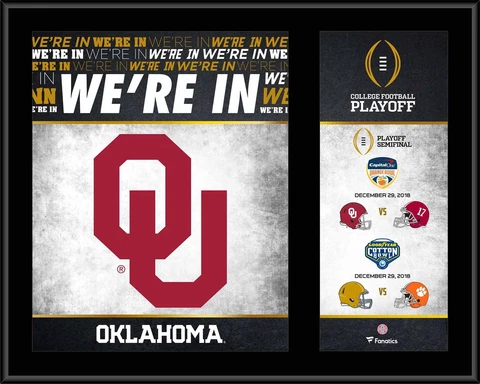 Oklahoma Sooners 12" x 15" 2018 College Football Playoff Bound Plaque Cover