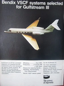 10/1982 PUB BENDIX VSCF SYSTEMS GULFSTREAM III BUSINESS AIRCRAFT ORIGINAL AD - Picture 1 of 1