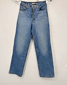 Levis Jeans Womens Size 25 Ribcage Straight Cropped High Rise Light Wash Denim - Picture 1 of 14