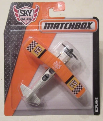 MATCHBOX 2016   SKY BUSTERS  BIPLANE  WHITE/ORANGE - Image 1 of 4
