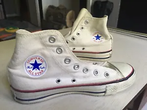 Vintage Made In USA White Converse All Star High Tops 4 As Is - Picture 1 of 10