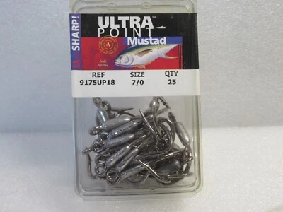 Mustad Sz 7/0 Live Bait 3X W/Chin Weight 1/8oz 25 per Pk 9175UP18 Weighted Tuna - Image 1 of 4
