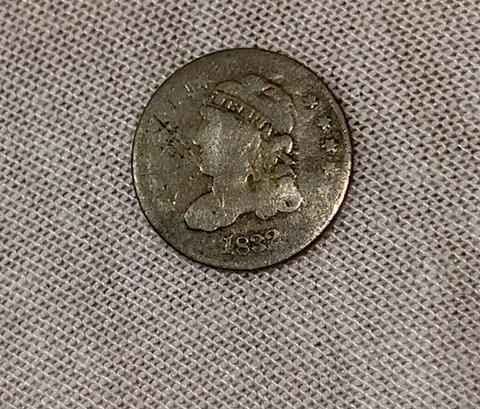 1832 Capped Bust Half Dime 5c rare Cover