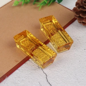 1pc Feng Shui Chinese Yellow Crystal Gold Ingot For Wealth Lucky Home Decor - Picture 1 of 12