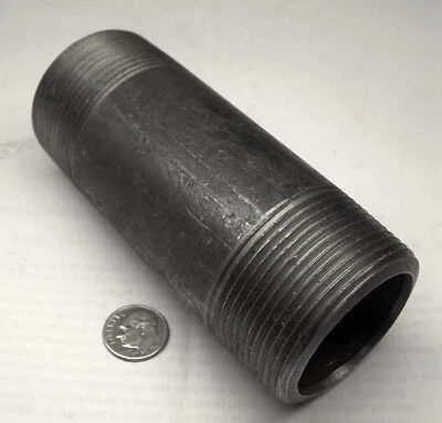 1-1/2" PIPE NIPPLE 4-1/2" L BLACK STEEL SCHEDULE 80 5MM T MALLEABLE IRON - Image 1 of 4