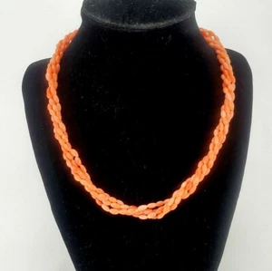 Vintage Twisted Four Strand Choker Salmon Angel Skin Coral Oval Beads 17 inch. - Picture 1 of 5