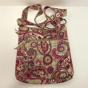 Vera Bradley Shoulder Bag Crossbody Bag Pink Multicolor Paisley Meets Plaid - Picture 1 of 4