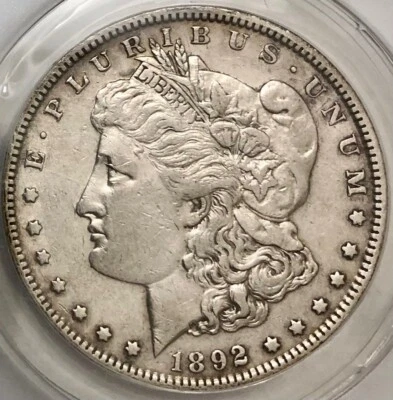 1892-P Morgan dólar de prata detalhes ANACS AU50 - Imagem 1 de 4