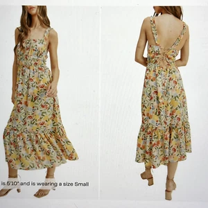 NWT Lush Floral Ruffle Strap Maxi Dress Womens Sz Large Summer Tropical - Picture 1 of 7