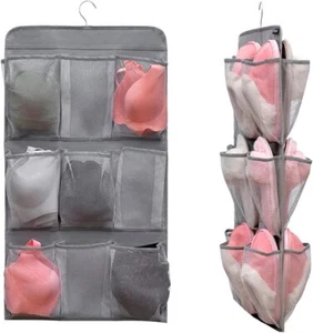 2 Pcs Closet Organizer Dual Sided Hanging Shoe Storage Bag Underwear - Picture 1 of 6