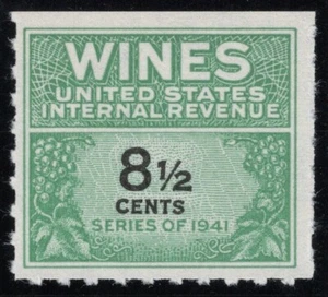 US Stamp Scott #RE184, 8 1/2c, Wine Revenues Series 1941, MNH NGAI SCV$6.00 - Picture 1 of 1
