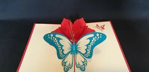 3D Pop up Butterfly with Flowers Card.(Mother's day, Birthday, Get well or any O - Picture 1 of 9