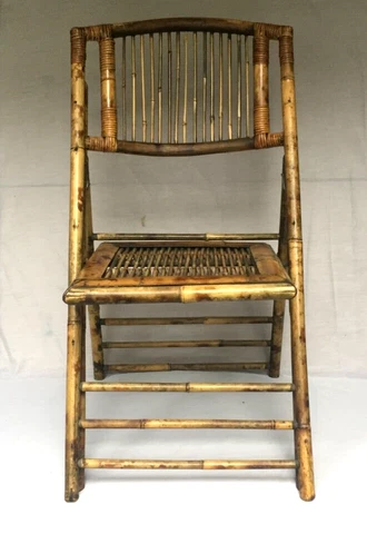 Vintage Mid Century Bamboo  Rattan Folding Chair  Boho Tropical - Nice!! Cover