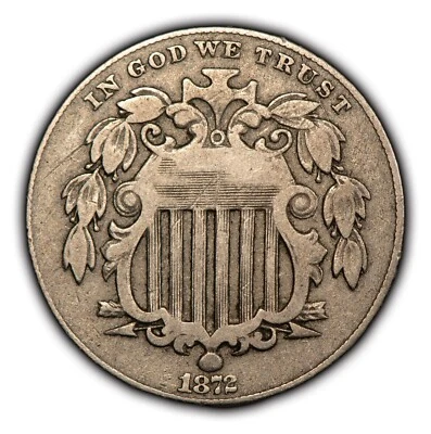 1872 5c Shield Nickel - VF - Semi Key Date - SKU-Y5480 - Image 1 of 4