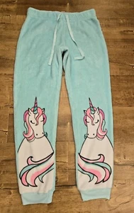 Justice Pajama Pants Girls 14/16 Teal Green Unicorn Fleece - Picture 1 of 11