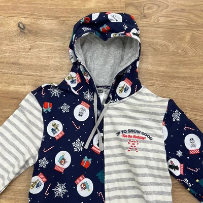 Disney Star Wars Gray and Navy Hooded Holiday One Piece Pajama Unisex Small  - Image 1 of 4