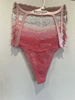 6-Pack JUICY COUTURE Thong Panties Pastel Pink Colors Size XL NEW! - Image 1 of 3