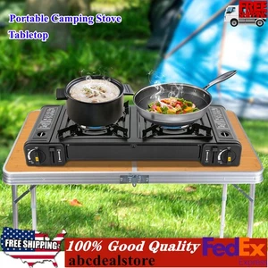 Tragbarer Campingkocher Butan Doppelbrenner Butankocher zum Kochen im Freien - Bild 1 von 19