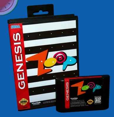 TESTED Sega GENESIS Puzzle Game ZOOP Cartridge in Hangtab Snap Box - Image 1 of 4
