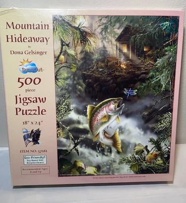 SunsOut 500 Piece Jigsaw Puzzle 18”x24” Mountain Hideaway By Dona Gelsinger New - Image 1 of 4