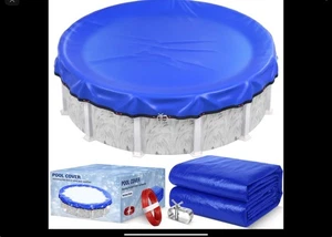 18 Fuß Runde Winter Pool Abdeckung 500D Extra Dick Oberirdisch 18 Fuß, Blau  - Bild 1 von 1
