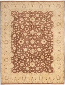 Traditional Hand-Knotted Bordered Carpet 10'1" x 13'4" Wool Area Rug - Picture 1 of 9