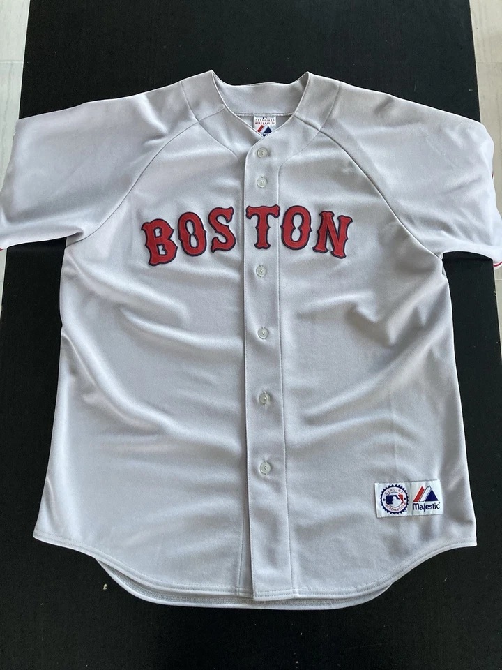 Camiseta deportiva vintage Boston Red Sox majestuosa gris visitante talla L mediados 00’s espalda en blanco Foto 1 de 4