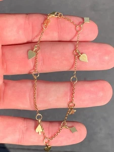 18ct gold cards charm bracelet Italian novelty - Picture 1 of 10