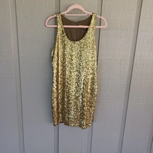 Alice And Olivia Sequin Silk Mini Dress Size M Women Party Sleeveless Gold Olive - Picture 1 of 19