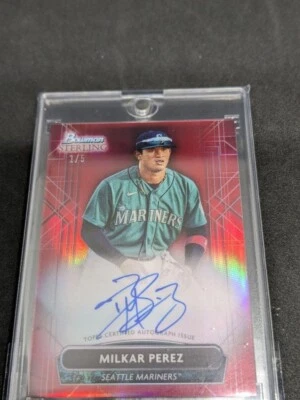 2022 Topps Bowman Sterling Milkar Perez Seattl Mariners Auto /5 #PA-MP - Image 1 of 4