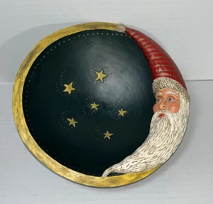 "Kurt Adler 3D Santa Estrellas Luna Madera Navidad Vacaciones Cuenco 9.5"" X 3.5""" - Imagen 1 de 6