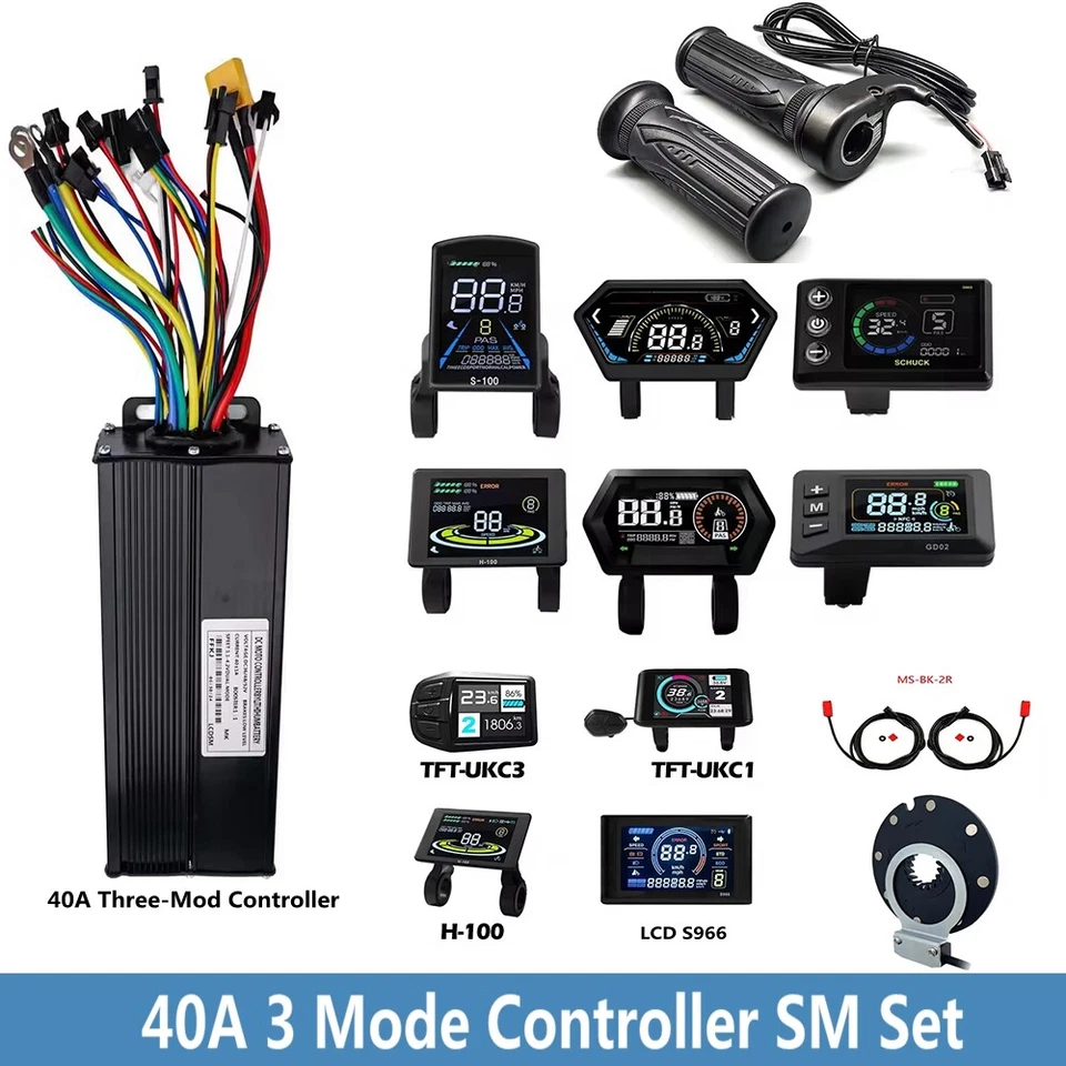 E-bike 40A 3-Mode Sine Wave Controller 36V 48V 1500W 2000W with LCD Display Set - Image 1 of 4
