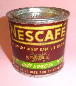 RARE! NESCAFE COFFEE ESPRESSO ANTIQUE GREEK TIN METAL CAN GREECE 1960's - Picture 1 of 9