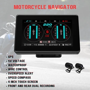 GPS Motorcycle Navigator 4 inch Touch Screen Front and Rear Dual Recording 1080P - Picture 1 of 12