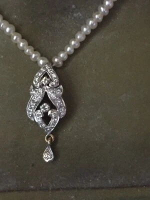 Brilliant Anhänger 750 Gold, Flussperlenkette mit Bajonette Verschluss 333 Gold - Bild 1 von 4