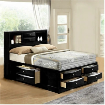 NUEVO ULTIMATE 8 cajones de almacenamiento negro cama queen king muebles de dormitorio modernos Foto 1 de 4