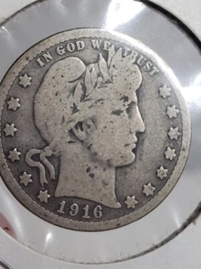 1916 D  Barber Quarter 90% Silver Appears Good GD Grade Yourself  - Picture 1 of 9