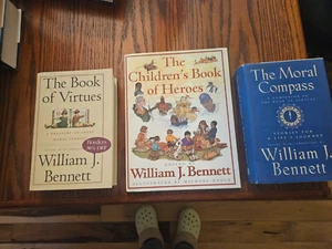 Lot of 3 Moral Compass,Book of Virtues, Book of Heroes (HC) WJ Bennett - Picture 1 of 6