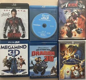 Lot Of 6 Blu-ray/DVD/3D (Ant-Man, Beauty Beast, Dragon, Megamind, & Spy Kids)