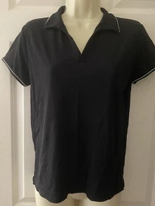 Women DKNY Short Sleeve Solid Black Casual Work Size M - Picture 1 of 6