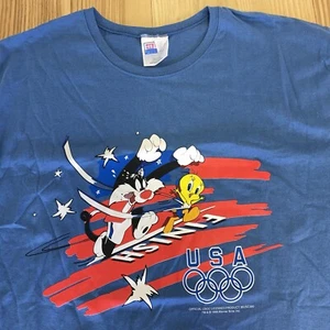 Looney Tunes Vintage Olympics Shirt Damen XL Sylvester Tweety Track Race Shirt - Bild 1 von 9
