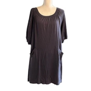BCBGMAXAZARIA Scoop Neck Bubble Sleeve Silk Knit Tunic Dress Lagenlook Medium - Picture 1 of 9