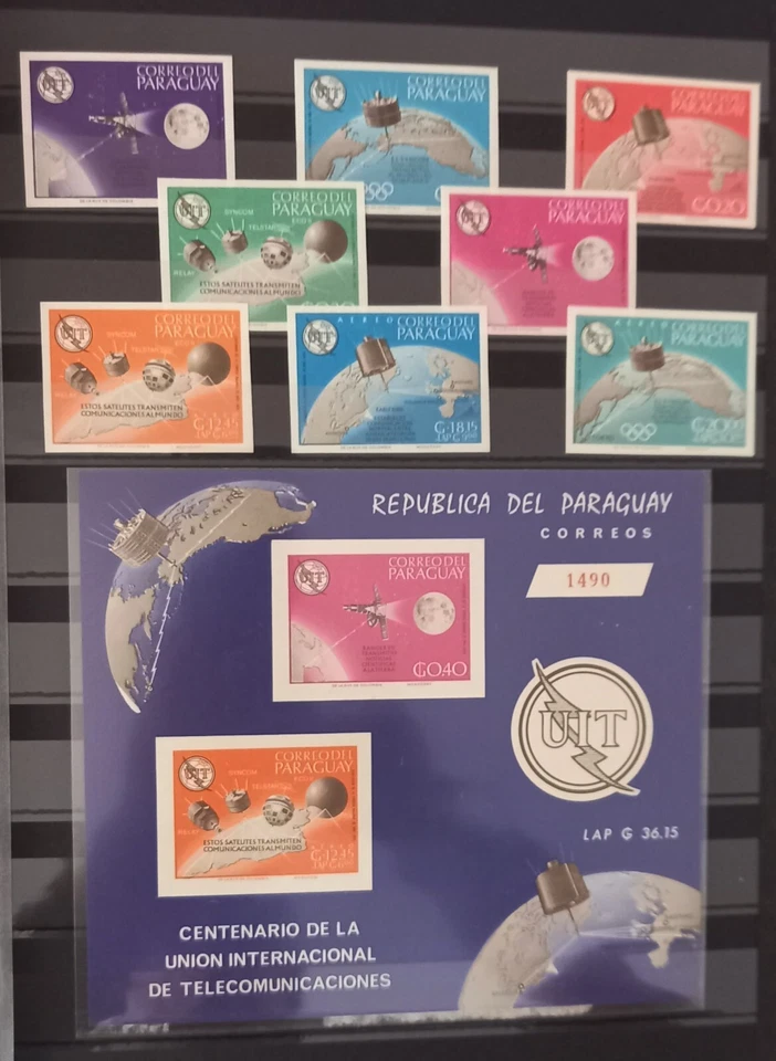 Paraguai 1965 espaço o 100º aniversário da I.T.U. coleção inperf, sem marca de charneira - Imagem 1 de 1
