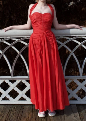 Vestido de Baile Rojo De Colección Años 50 Vestido de Baile de graduación Fred Perlberg Talla XS Completo Día de San Valentín Foto 1 de 4