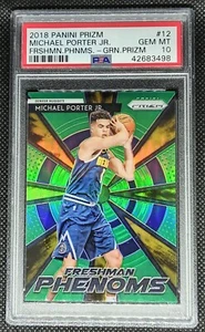 Michael Porter Jr 2018-19 Panini Prizm Freshman Phenoms Green PSA 10 RC Rookie - Picture 1 of 2