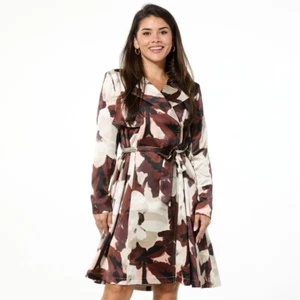 C Wonder by Christian Siriano Satin Trench Coat Size Large Garden Bloom Neutral - Picture 1 of 6